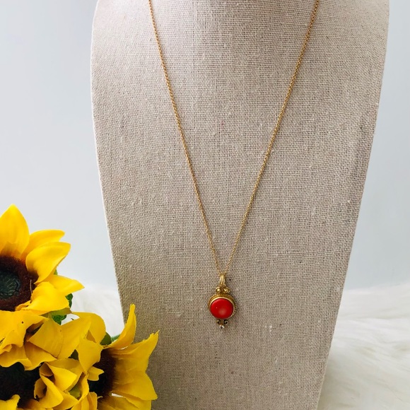 Coral gold plated 925 silver necklace/Handcrafted - Picture 3 of 6